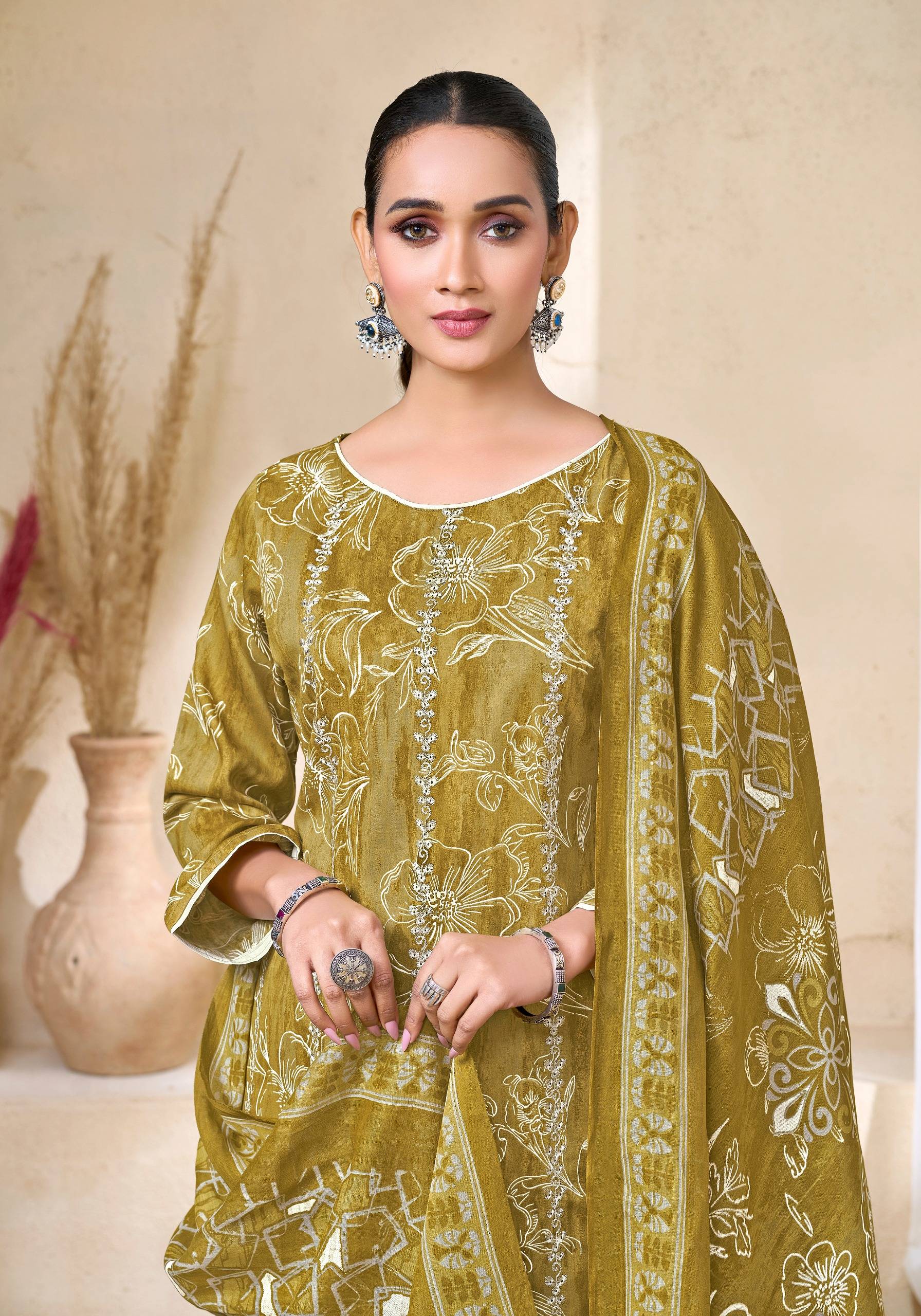 TALIB AZIZ by  Alok Suit 2263-1071-01 to 2263-1071-06 series Indian Pakistani ethnic wear Pure Zam Cotton At Wholesale Price